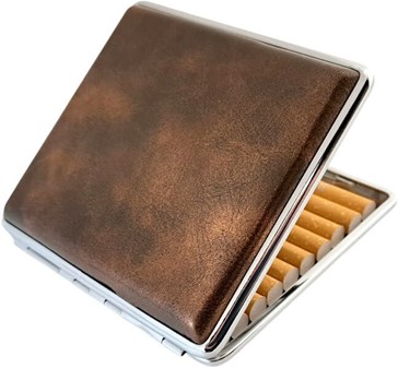Cigaretetui metal & læder. Holdbart etui til 20 stk. Elegant design