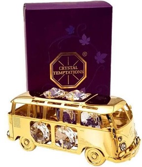 VW T1 BUS. Smuk forgyldt 24 karat guld model med Swarovski krystaller
