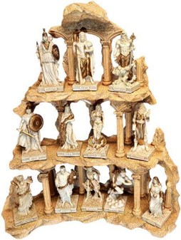 Imponerende dekorativ figurer sæt. Pantheon af de 12 græske guder