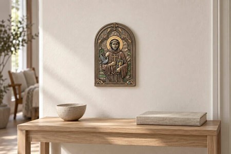 Sankt Frans af Assisi ikon. Unik Indretning og Tidløs Inspiration