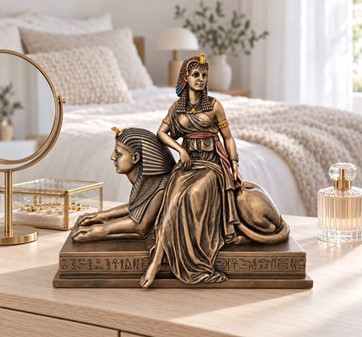 Kleopatra og Sfinks Bronze Statue: Tidløs Elegance til Dit Rum