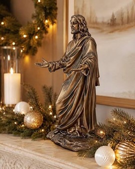 JESUS FIGUR. Katolske, religiøs julegaveide i form Kristus bronzefigur