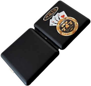Sort metal cigaret etui til en pokerspiller. Til 20 stk cigaretter