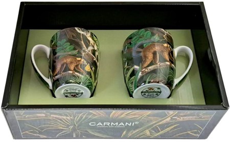 KOPPER MED BILLEDE. To kopper i eksotisk humør. Junglemotiv og lemurer