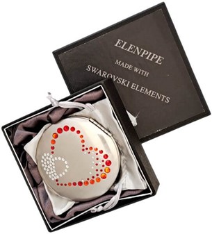 Elegant lommespejl med to hjerter. Lille valentinsdag gave til hende