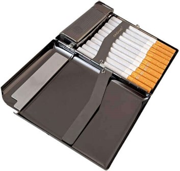 Cigaretetui med Lighter. 2-i-1 Løsning til 20 stk Standard Cigaretter