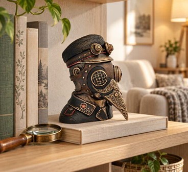 DEKORATION TIL STUEN. Impossant figur af Pestlægen i Steampunk stil