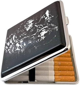 Bedste Cigaretetui til 20 Stk. Billig - Unikt Indianer og Ulv Motiv