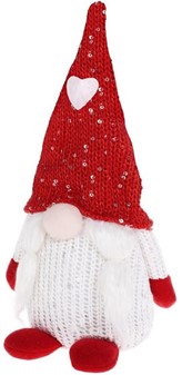 Nissedame med hvide fletninger, en sjov adventsdekoration H 28 cm