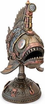 Unik Steampunk Dybhavsfisk med Mystisk Lys. Dekorationsfigur i bronze