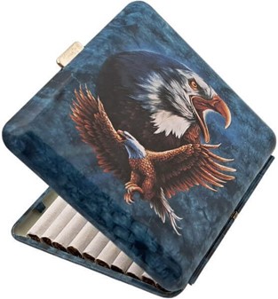Cigaret Etui Metal med Ørne. Det ultimative cigaret etui til 20 stk.