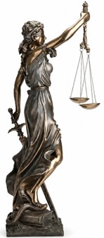 RETFÆRDIGHEDS GUDINDE. Justitia figur bronze til kontor dekoration