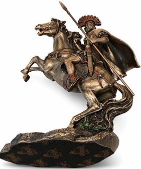 GAVE HAM. Imporedende bronze skulptur af Romerske centurion på hest