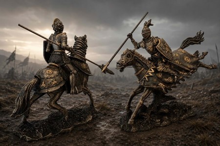 Ridder på hest statue. En Stue Dekoration Med Historie og Sjæl