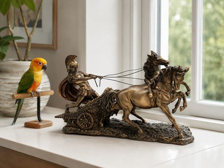 ROMERSK STRIDSVOGN. Unik skulptur til hjemmet dekoration. Gave kunst