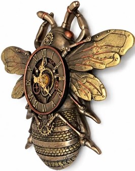 VÆGUR. Unik vægdekoration, steampunk vægur i form af et stort bi