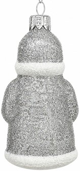 Sølv julemand glasfigur til juletræ, 10 cm | Elegant julepynt