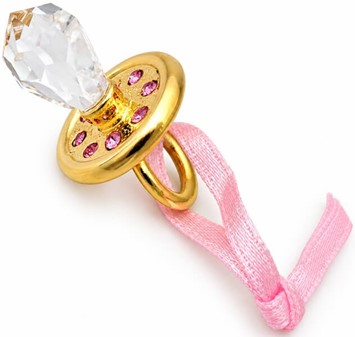 Forgyldt sut med Swarovski-krystaller – sød dåbsgave