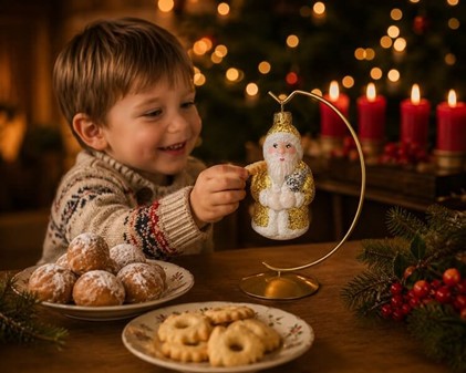 Guld julemand glasfigur (10 cm) | Eksklusiv julepynt i glas