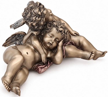 JULEGAVE IDEER TIL HENDE. Smuk bronzefigur af sovende to engle