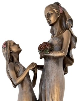 BRYLLUPSFIGUR. Smuk bryllupsgave, bronzefigur Bruden med brudepige