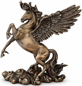PEGASUS. Smuk Veronese bronzefigur af magtfuld, bevinget hingst