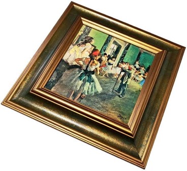 Charmerende miniaturemaleri. Kopi maleri af Edgar Degas "Ballettimen"
