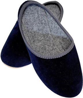 HJEMMESKO FILT DAME. Mørkeblå filt slippers med velour top. 119 kr