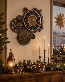 PYNT TIL VÆGGEN. Steampunk astrolabe enestående vægur. Perfekt gave