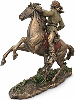 INDIANER FIGUR. Apache på hest, bronze dekoration til hjemmet