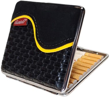 Billige, Elegant Læder-Imiteret Carbon Cigaretetui til 20 Cigaretter