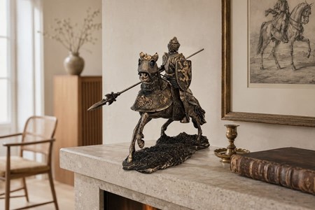 Ridder på hest statue. En Stue Dekoration Med Historie og Sjæl