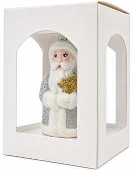 Sølv julemand glasfigur til juletræ, 10 cm | Elegant julepynt