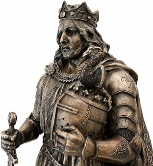 GAVER TIL MÆND. Flot dekorativ bronze figur af Kong Arthur