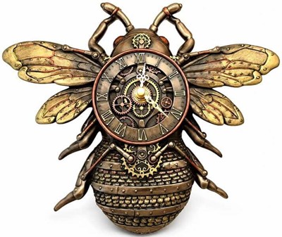 VÆGUR. Unik vægdekoration, steampunk vægur i form af et stort bi