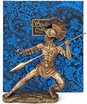 GLADIATOR FIGUR. en slave i kamp med spyd i arenaen det gamle Rom
