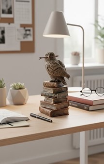 Ugle Figur Bronze. Kreativ Studentergave og Symbol på Visdom