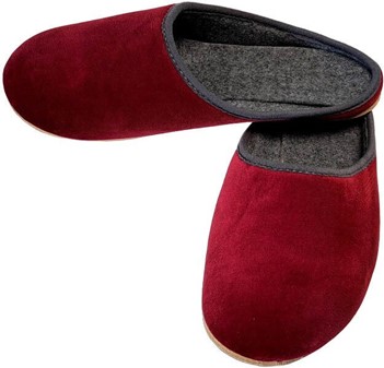 BILLIGE HERRE SUTSKO. Mørkerød filt-velour hjemmesko. Kun139 kr