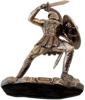 GRÆSKE HELTE. Bronze figur af Hektor den tapreste af trojanske krigere