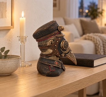 DEKORATION TIL STUEN. Impossant figur af Pestlægen i Steampunk stil