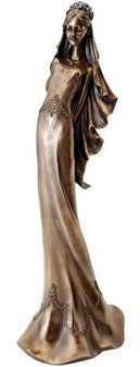 BRYLLUPSGAVE. Smuk bronzefigur af dame i en brudekjole