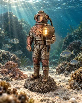 DEKORATION HJEMMET. Steampunk Veronese figur af døde dykker med LED