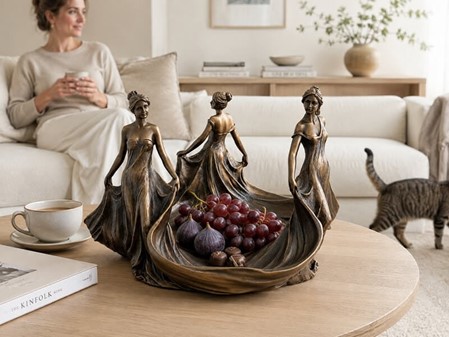 MORSDAG GAVE. Unik art nouveau skål med tre Lady til bolig dekoration