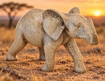 Elegant Granit Elefant Figur. Et symbol på styrke og lykke som gave