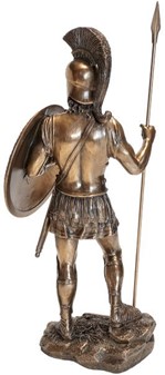 GODE IDEER TIL INDRETNING. Bronze figur af spartanske kriger med spyd