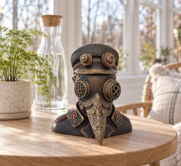 DEKORATION TIL STUEN. Impossant figur af Pestlægen i Steampunk stil