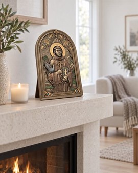 Sankt Frans af Assisi ikon. Unik Indretning og Tidløs Inspiration