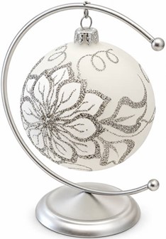 Hvide juletræskugler glas. Smukke håndblæste julekugler. Ø 10 cm 6 stk