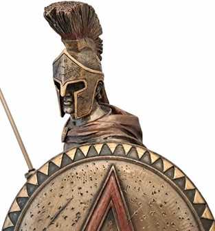 Leonidas Figur. Imponerende Spartanske Konge i Bronze