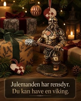 Viking figur med Humor: Kriger med Kølle og med et truende blik!